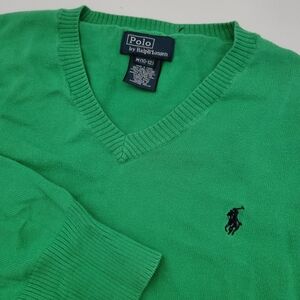 Polo Ralph Lauren Boys Knit Sweater V-Neck Pony Logo Pima Cotton Kids Med 10-12